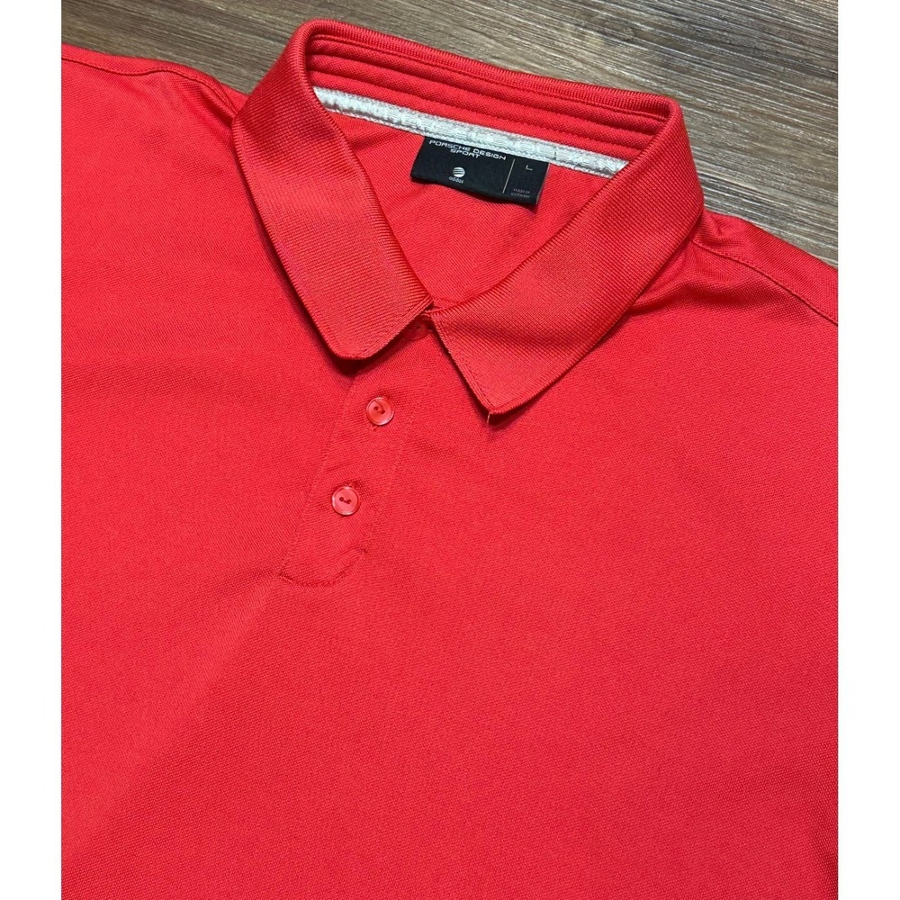 Porsche Design Sport Adidas Red Short Sleeve Performance Polo Shirt Men's Size L